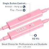 UliX Rider Wired Earbuds in-Ear Headphones, 5 Years Warranty, Earphones with Microphone, with Anti-Tangle Cable, Ear Buds for iPhone, iPad, Samsung, School Students, Kids, Women, Small Ears - Pink