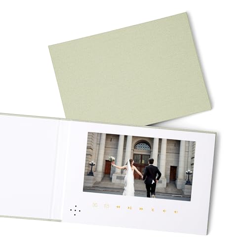 Luxury Linen Bound Video Book | Blank Cover | Customizable Video & Message | 7” IPS Display, Rechargeable Battery, 3-Hour Video Playback | Ideal for Personalized Gifts