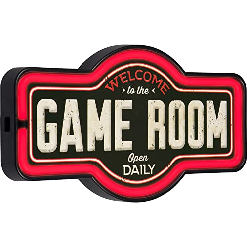 Game Room LED Neon Sign Vintage Inspired Retro Wall Decor for the Man Cave, Game Room, Arcade, or Home Bar (17” x 9.5” x 2”)