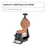 CRUX Double Rotating Belgian Waffle Maker, Keto Chaffles Iron with Nonstick PFOA Free Copper Plates for Easy Food Release, Browning Control and Removable Drip Tray, Stainless Steel