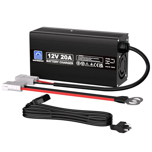 ECO-WORTHY 12V 20A Lithium Battery Charger 14.6V LiFePO4 Battery Charger with Quick Connector Automatic Smart & Maintenance for Deep Cycle Rechargeable Battery Boat RV