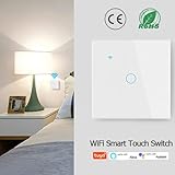 XJRJ WiFi Smart Switch EU, 220V Wall Touch Switch, Neutral Wire Needed, Tuya Smart Life, 1/2/3/4 Gang 101BW-BLACK-03