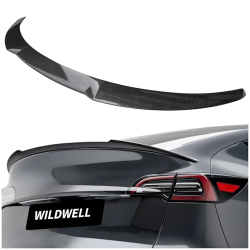 WildWell Rear Spoiler Wing for 2017-2025 Tesla Model 3, Model 3 Highland Trunk Spoiler Highkick Duckbill Style Accessories Carbon Fiber Painted