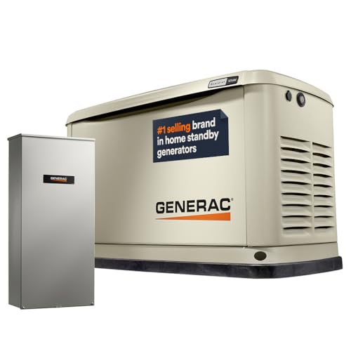 Generac Guardian 10kW Home Standby Generator with 100 Amp Transfer Switch, Durable All Aluminum, WiFi Enabled with G-Force Engine, Easy to Use, Whole House Power Backup, Smart Outage Solution - Bisque