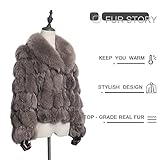 Women's Genuine Fox Fur Coat for Winter Thick Warm Fur Jacket(Khaki,10)