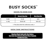 Busy Socks Black Merino Wool Running Socks Mens, Funny Wing Pattern Soft No Blister Trail Wool Running Support Socks with Anti-skid Silicone, 3 Pairs, Large, Black