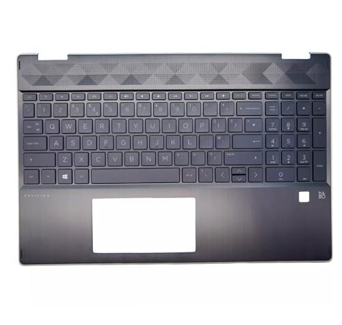 Wzqrps New Replacement for HP Pavilion X360 15-DQ 15T-DQ 15-DQ1052NR 15 DQ Laptop Upper Case Palmrest Backlit Keyboard Assembly Part L51520-001 46M0GFCS0112 8CG921000K L53082-031 4600GF0H0001 Gray