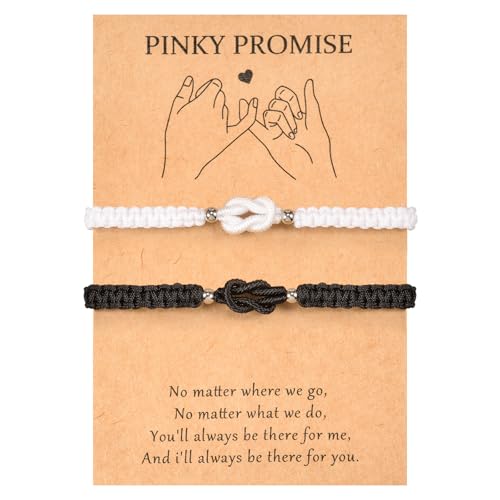 PZXHRY Couples Bracelets Matching Bracelets For Couple Anniversary for Him and Her Long Distance Relationship Gifts for Girlfriend Boyfriend Husband Wife Birthday Soulmate White Black Knot