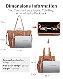 FADEON Large Laptop Tote Bag for Women Designer Leather Laptop Bag Fashion Travel Backpack Purse Shoulder Handbag Brown