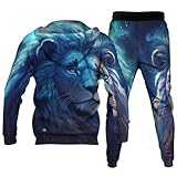 URVIP Unisex 3D Printed Novelty Lion Hoodie Adult Two Pieces Tracksuits Sweatshirts Joggers Sweatpants Set Multi-01 XXXL