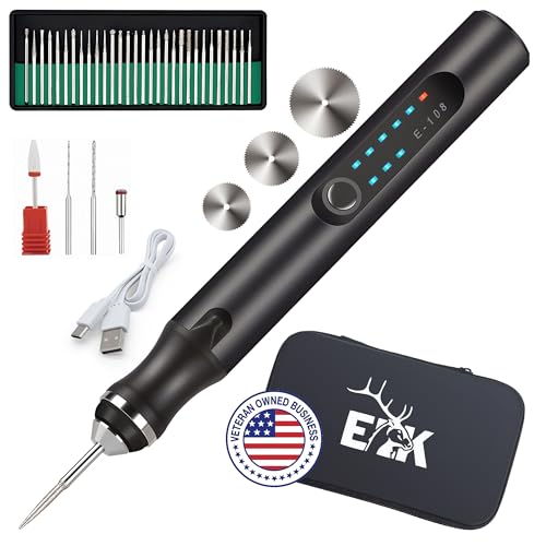 ELK Customizer Engraving Pen for All Materials - NO ALLEN KEY NEEDED - Rechargeable, Wireless & Beginner Friendly - Engrave 50+ Surfaces - Engraver Pen for DIYers & Artists - 30+ Bits & Tools Included