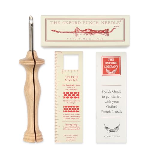 The Oxford Punch Needle #10 (1/4 inch Loop) Regular Point Punch Needle | Patented Design | Ergonomic Natural Wood Handle | Electropolished Steel Tip | Ideal for Rug Hooking