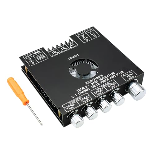 Hosyond TPA3255 Bluetooth 5.1 Power Amplifier Board HiFi 2.1 Channel 220Wx2+350W Digital Audio Receiver Power Amplifier Module with Treble and Bass Control for DIY Speakers