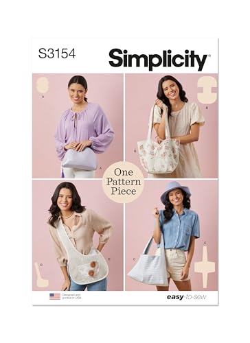 Simplicity SS3154OS Easy to Make Lined Clutch, Tote, Shoulder, and Crossover Bag Sewing Pattern Packet, Design Code S3154, Sizes One Size