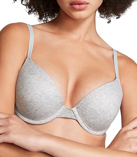 Victoria's Secret Pink Wear Everywhere Push Up Bra, Padded, Smoothing, Bras for Women, Grey (32DD)