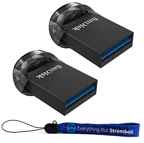 SanDisk 128GB Ultra Fit USB 3.1 Low-Profile Flash Drive (2 Pack Bundle) SDCZ430-128G-G46 128G Pen Drive - with (1) Everything But Stromboli (TM) Lanyard