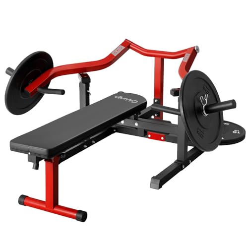 GMWD Chest Press Machine, 1250LBS Bench Press Machine with Independent Converging Arms, Adjustable Flat Incline Bench for Chest, AB Workouts, Shoulder Home Gym Equipment, Red, V1