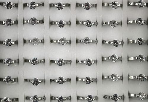 Wholesale Mixed Lots 32pcs Fashion Cubic Zirconia Jewelry Stainless Steel Rings