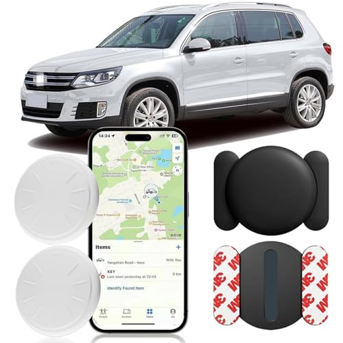 GPS Tracker,Tracker Device for Vehicles,Strong Magnetic Anti-Lost Car Vehicle Tracker,Multi-Function GPS Mini Lacator Work with Apple Find My(iOS Only) for Professional Vehicles (Black,2PCS)