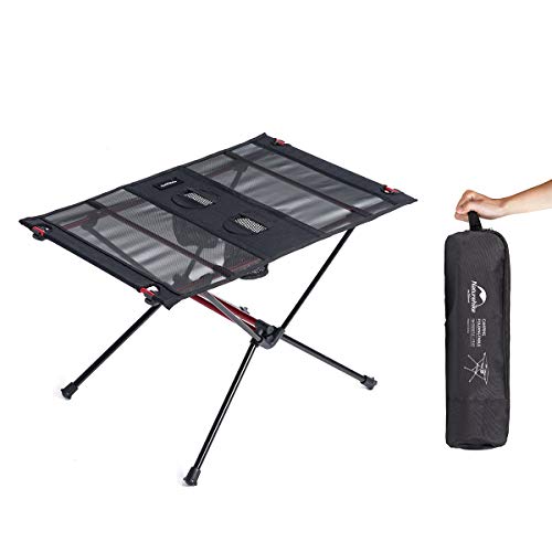 Naturehike FT07 Ultralight Camping Table, 1.6 LBS Portable Backpacking Table with Carry Bag & Cup Holder, Folding Mesh Camp Table for Camping Picnic Beach Fishing