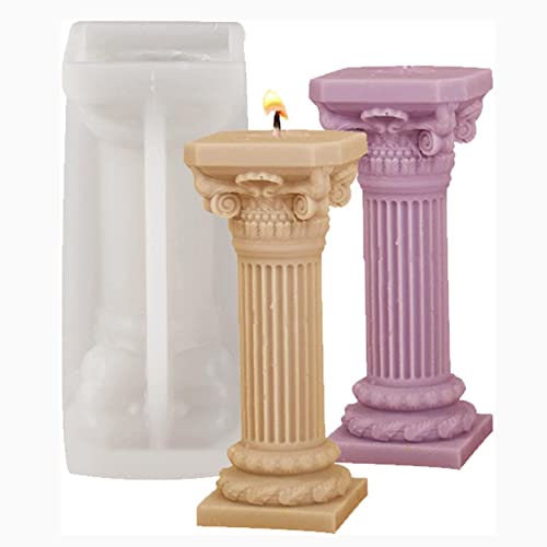 2 PCS Silicone Mold Roman Column,3D Candle Silicone Mold Roman Column Shape,Ancient Greek Pillar Candle Mold, DIY Candle Plaster Soap Craft Making Tool,2pcs