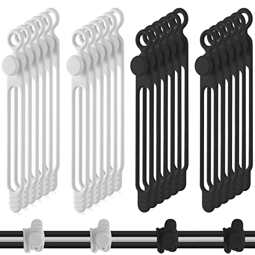 Nuanchu 40 Pcs Silicone Cable Ties Reusable Holder Adjustable Straps Multipurpose Charging Cable Organizer for Fastening Charging Cords Wires(4.17 Inch,Black, White)