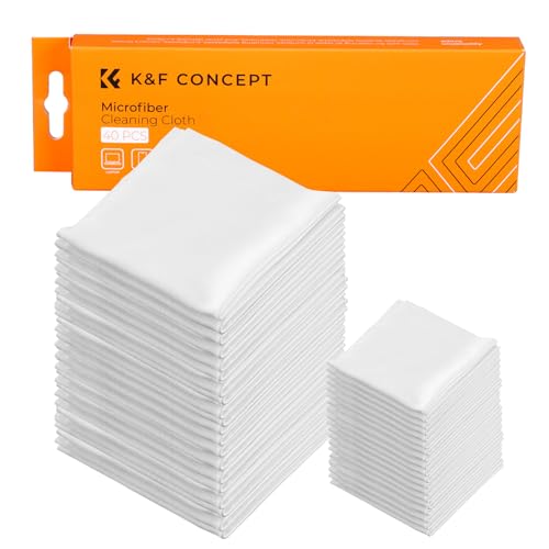 K&F Concept 40 Pack Microfiber Cleaning Cloths for Electronics, 6x6in Premium Glasses Cleaning Cloths, Lens Cleaner Cloths for TV Screen, Laptop, Computer, Monitor, Tablet, iPhone, iPad