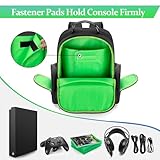 PGmoon Game Console Backpack Compatible with Xbox One/One S/ One X, Xbox Series S, Xbox 360/ 360 Slim, Travel Carrying Case Bag for 15.6’’ Laptop, Controllers, Cables (Patent Design)