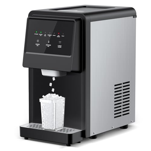 Nugget Ice Maker Countertop, Pellet Crushed Chewable Ice Cubes 70Lbs/24H Ice Dispenser Countertop Stainless Steel Ice Maker Machine with Self-Cleaning for Home Office Kitchen Party