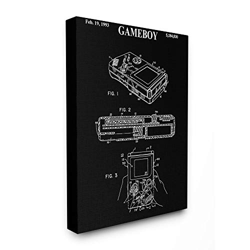 Stupell Industries Patent Gameboy Game Chart Black and White Design Canvas Wall Art, 24 x 30, Multi-Color