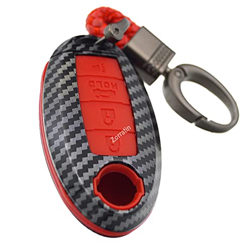 2-Layers Hybrid Carbon Key Fob Cover Case Protector for Nissan Titan Frontier SL Pro-4X Armada Rogue Maxima Altima Sentra Patrol Pathfinder GTR Z Performance