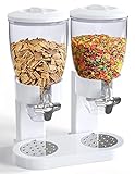 Retail Blade Dual Food Dispenser - Dry Food Dispenser Perfect As A Candy, Nuts, Rice, Granola, Cereal & more Dispenser. Dispenses 1 Ounce Per Twist! Stores Food, and Keeps Your Food fresh (White)