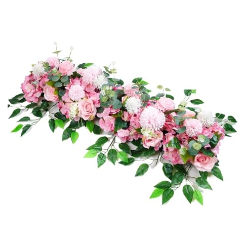 100cm DIY Wedding Flower Wall Decor Arrangement Supplies Silk Peony Rose Artificial Flower Row Decoration Wedding Arch Backdrop(Pink)