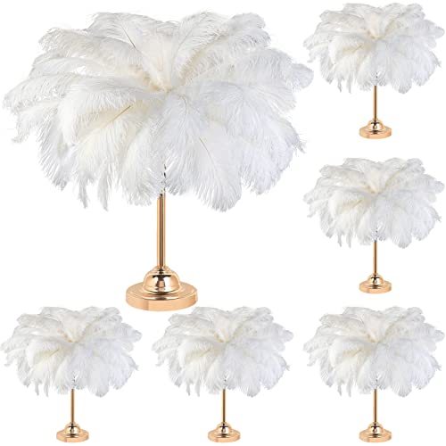 Yuxung 80 Pcs Large Natural Ostrich Feathers Plumes 14-16 Inch Bulk for DIY Crafts Wedding Party Centerpiece Vase(White)