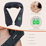 Admbm Rechargeable Neck Massager with Heat Shiatsu Back and Neck Massager Cordless Portable Kneading Shoulder Massage Shawl for Pain Relief Deep Tissue Gifts for Dad Mom Friends