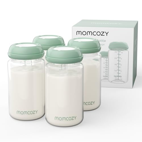 Momcozy Natural Baby Bottle, 11oz Wide-Neck Breast Milk Container, BPA-Free Plastic, Compatible with Momcozy Breast Milk Cooler