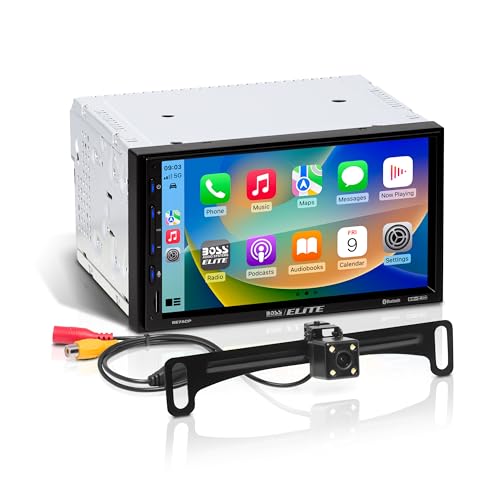 BOSS Audio Systems Elite BE7ACP-C Car Stereo - 7" Display, Apple CarPlay & Android Auto Head Unit, Double DIN Touch Screen Car Stereo, Bluetooth, AM/FM Radio Receiver, USB, SD, Backup Camera
