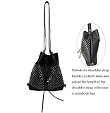 Chikencall Over-size Studded Bucket Bag for Women,3 Ways Multifunction Backpack Vegan Leather Punk Rock Rivet Large Shoulder Bag Crossbody Bag Black