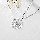 LOOVE Sterling Silver Tetragrammaton Necklace Solomon Protection Pentagram Necklace Women Witch Tetragrammaton Pendant Pentacle Amulet Jewelry for Men