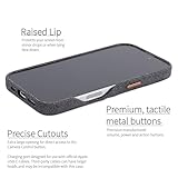 Dockem Fabric Card Case for iPhone 16 Pro with Built-in Metal Plate for Magnetic Mounting, Stitched-on Genuine Leather Wallet with 2 Card Slots: M2F [Grey and Light Brown]