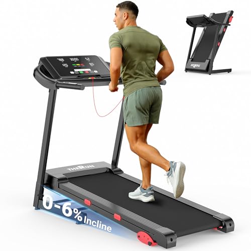 THERUN Treadmills for Home, Running Treadmill with Incline, Foldable Treadmills Heart Rate Sensors, 18″LED Display Manual Incline Adjustment, 3.0HP Treadmill for Indoor Fitness Workouts