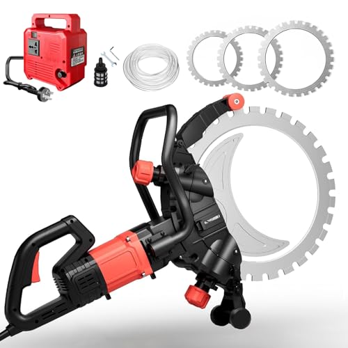 8900W Concrete Ring Saw, 16in/20in/24in Brushless Motor Concrete Saw with Water Fed Dust Suppression, 3300RPM Electric Wall Slotting Machine, for Concrete, Rebar, Bricks, Marble,16'' Cut Dpth-110V