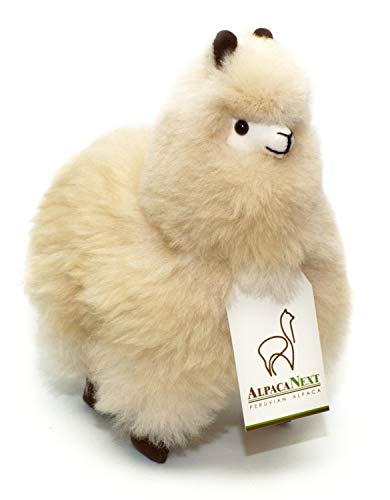 AlpacaNext Llama Stuffed Animal – 9 inch. Cute, Soft and Cuddly Alpaca Plush Toy Handcrafted on Real Alpaka Natural Fur (9 inches, Beige)