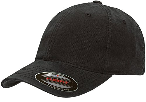 Flexfit Low-Profile Soft-Structured Garment Washed Cap (Black, Large/X-Large)