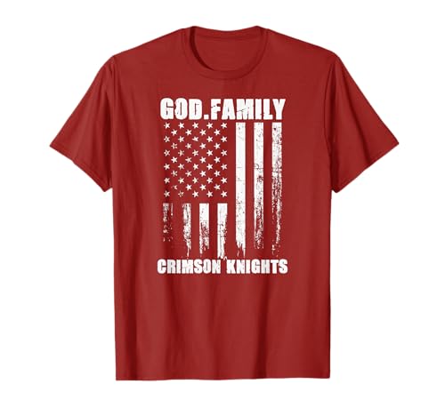 Afton Crimson Knights God. Family. Vintage USA Flag T-Shirt