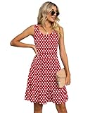 LILBETTER Women's Summer Casual Sundresses for Women Vacation Beach Tank Dress(F Red Polka Dot, Medium)