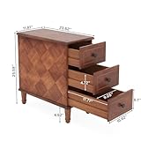 LITTLE TREE Fully Assembled End Table, Narrow Side Table with 3 Drawers, Pre-Assembled Nightstand Slim Bedside Table for Small Spaces, Living Room, Bedroom, Brown