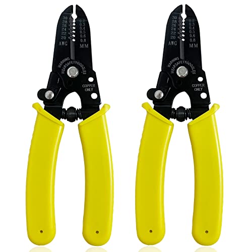 Professional Wire Stripper Wire Cutter Precision Multi-Function Hand Tool for 20-30 AWG Solid Wire & Stranded Wire, 6.5 Inch Wire Stripping Tool, 2 Pack