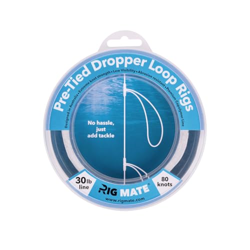 30 lb Pre-Tied Dropper Loop Rigs. Fishing Line Spool. Loops 18 Inches Apart with 5.5 Inch Loop Size. Perfect for Saltwater & Freshwater Fishing. Perfect for Snapper & Other Bottom Feeding Fish.