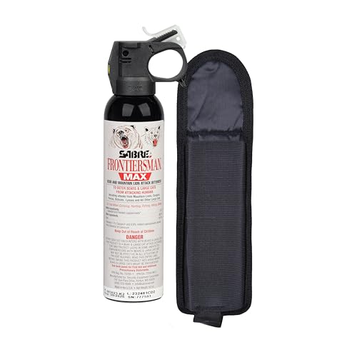 SABRE Frontiersman MAX 9.2 fl oz. Bear & Mountain Lion Attack Deterrent, Up to 40 ft Range, Contains 2% Major Capsaicinoids, Safer for You, Animals & The Environment, Glow-in-The-Dark Safety